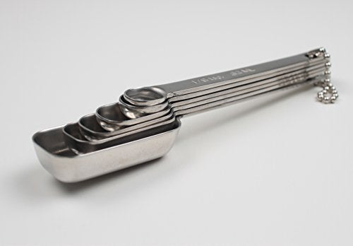 RSVP International Endurance Stainless Steel Spice Measuring Spoons, Set of 6 | 1/8 tsp to 1 Tbsp Measurements | Nest for Easy Storage | Dishwasher Safe | Dry or Liquid | Baking or Cooking