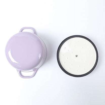 HAWOK 3 qt Enameled Cast Iron Dutch Oven, Dia. 7.87 inch with Lid, Purple