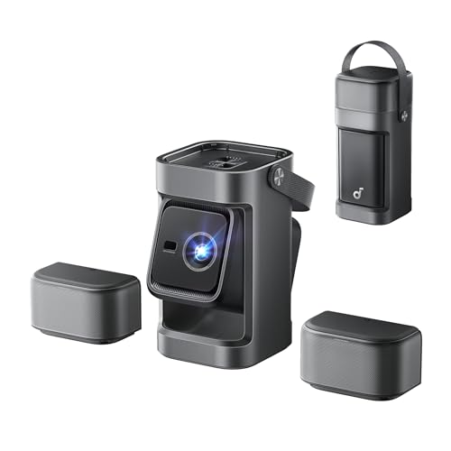soundcore Nebula P1 Portable GTV Projector with Detachable Speakers, 650 ANSI Lumens, 1080P, 20W Truly 2.0 Surround Sound, Dolby Audio, Built-In Gimbal, Auto Adjustment, 180" Big Screen, Carry Handle