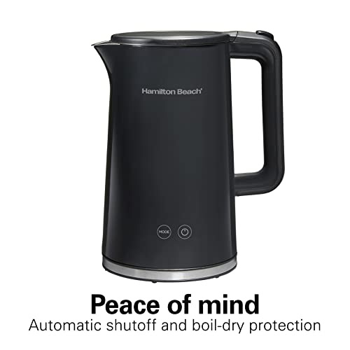 Hamilton Beach Digital Temperature Control Electric Tea Kettle, Hot Water Boiler & Heater 1.7L, 5 Preset Modes + Keep Warm, Fast Boil 1500 Watts, BPA Free, Cool-Touch Exterior, Black (41033)