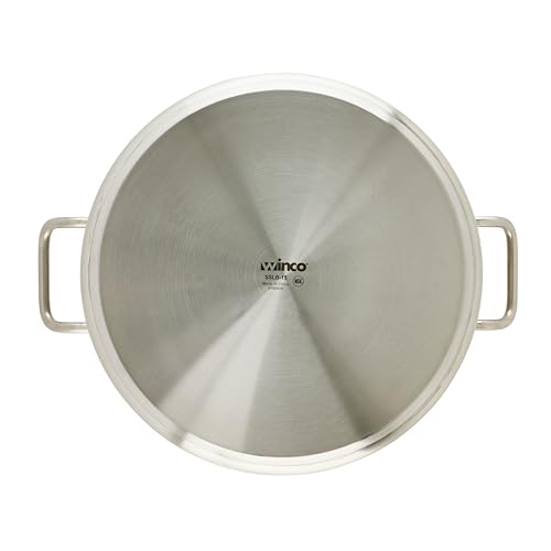Winco Commercial-Grade Stainless Steel Brazier with Lid, 15 Quart