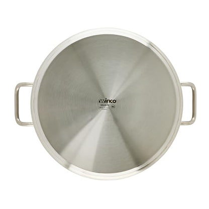 Winco Commercial-Grade Stainless Steel Brazier with Lid, 15 Quart