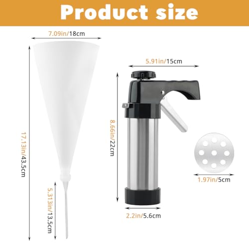 Professional Churro Maker Machine with 16 Discs & 8 Nozzles, Cookie Press Gu-n Kit, Multi-Function Cookie & Dough Press for DIY Dessert Making Decorating Baking Supplies