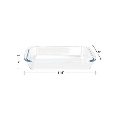 FOYO Basics Tempered Glass Baking Dish, 1.6 Quart Clear Oblong Dish Set, Casserole Dish Cooking Oven Bake