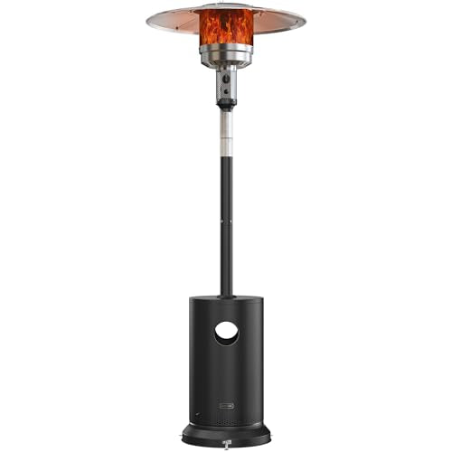 EAST OAK 50,000 BTU Patio Heater for Outdoor Use with Round Table Design, Double-Layer Stainless Steel Burner, Wheels, Triple Protection System, Outdoor Heater for Home and Residential, Black