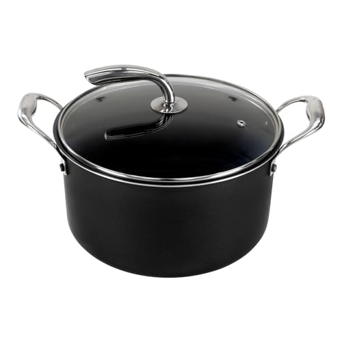 Vasconia Urban 6-QT Covered Soup Pot Set - Black Nonstick Dutch Oven for Baking, Roasting, and Stewing - Dishwasher and Oven Safe up to 475°F - Aluminum Kitchen Accessories with Fast Cooling Handles