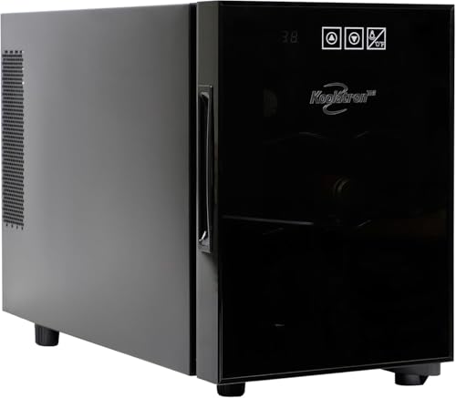 Koolatron 6 Bottle Wine Fridge – Freestanding Wine Cooler with Glass Door, 0.6 cu ft (16 L) Beverage Can Refrigerator, Digital Temperature Control, Ideal for Red, White & Sparkling Wine, Champagne