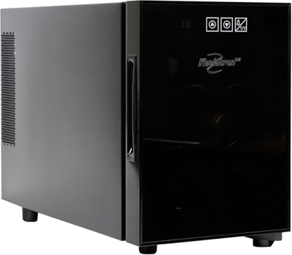 Koolatron 6 Bottle Wine Fridge – Freestanding Wine Cooler with Glass Door, 0.6 cu ft (16 L) Beverage Can Refrigerator, Digital Temperature Control, Ideal for Red, White & Sparkling Wine, Champagne