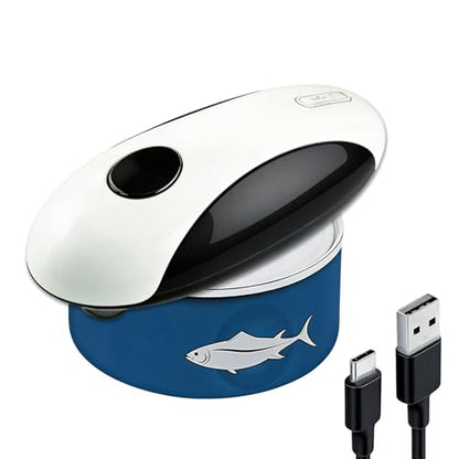 PPLJQS Rechargeable Electric Can Opener, One-Touch, Smooth Edge, USB-C Fast Charge, for Seniors, White
