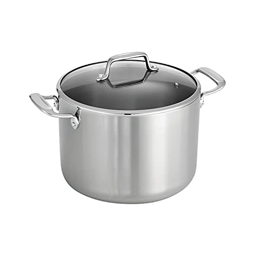 Tramontina Tri-Ply Clad Stainless Steel 8-Quart Stock Pot with Glass Lid, Induction-Ready Pasta Pot, Dishwasher-Safe, NSF-Certified