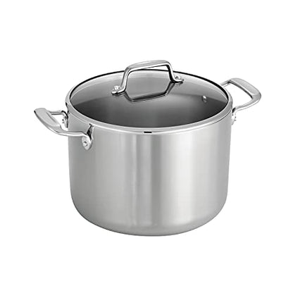 Tramontina Tri-Ply Clad Stainless Steel 8-Quart Stock Pot with Glass Lid, Induction-Ready Pasta Pot, Dishwasher-Safe, NSF-Certified
