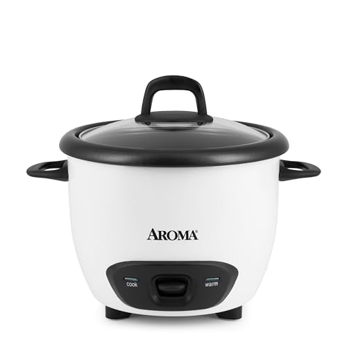 Aroma Housewares 6-Cup (Cooked) (3-Cup UNCOOKED) Pot-Style Rice Cooker (ARC-743G) , White
