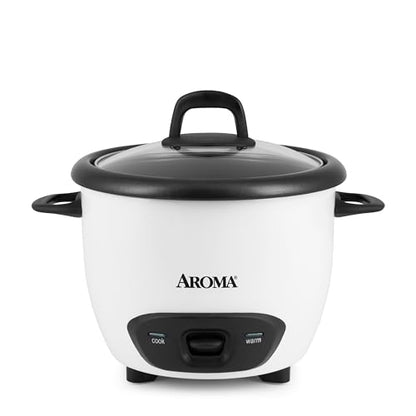 Aroma Housewares 6-Cup (Cooked) (3-Cup UNCOOKED) Pot-Style Rice Cooker (ARC-743G) , White