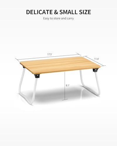 Ruxury Foldable Lap Desk Laptop Stand Bed Desk Table Tray, Breakfast Serving Tray, Portable & Lightweight Mini Table, Lap Tablet Desk for Sofa Couch Floor - Wood
