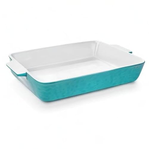 Krokori 4 QT Baking Dish, Casserole Dishes for Oven, 9x13 Baking Pan with Handles, Lasagna Pan Deep, Ceramic Casserole Dish Oven Safe for Baking, Lasagna, Kitchen, Wedding Gift (Aquamarine)
