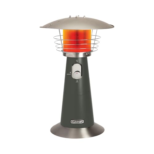 Cuisinart Portable Tabletop Patio Heater, 11,000 BTU Outdoor Propane Heater with Safety Tilt Switch and Adjustable Heat, Burner Screen Guard, 30 sq. Foot Heat Range, Gray