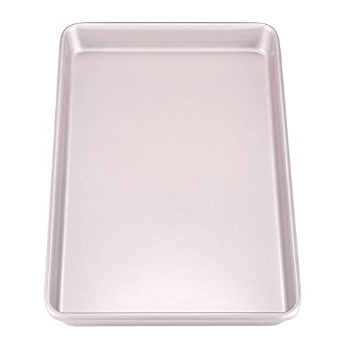 CHEFMADE 17-Inch Baking Sheet Pan, Non-Stick Carbon Steel Rimmed Cookie Sheet Pan for Oven Roasting Meat Bread Jelly Roll Battenberg Pizzas Pastries 12.8" x 17.7" x 1.1"(Champagne Gold)