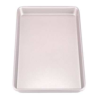 CHEFMADE 17-Inch Baking Sheet Pan, Non-Stick Carbon Steel Rimmed Cookie Sheet Pan for Oven Roasting Meat Bread Jelly Roll Battenberg Pizzas Pastries 12.8" x 17.7" x 1.1"(Champagne Gold)