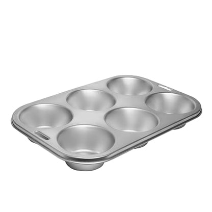 Fox Run Stainless Steel Extra Large Muffin and Cupcake Pan, 6 Cup Jumbo Muffin Tin