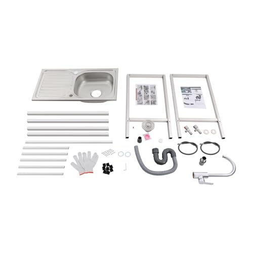 KWCWB Utility Sink,Outdoor Sink,Free Standing Stainless Steel Laundry Tub,with Cleaning Table&Storage Shelves for Garage, Restaurant, Kitchen,Camping, Backyard