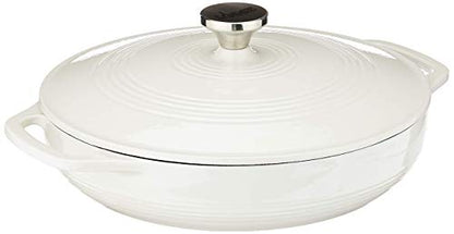 Lodge Essential Enamel Braiser - Refrigerator- & Oven-Safe up to 500° F - Heat-Retaining, Induction-Safe & PFAS-Free Enamel Cookware - 3.6 Quart, Oyster White