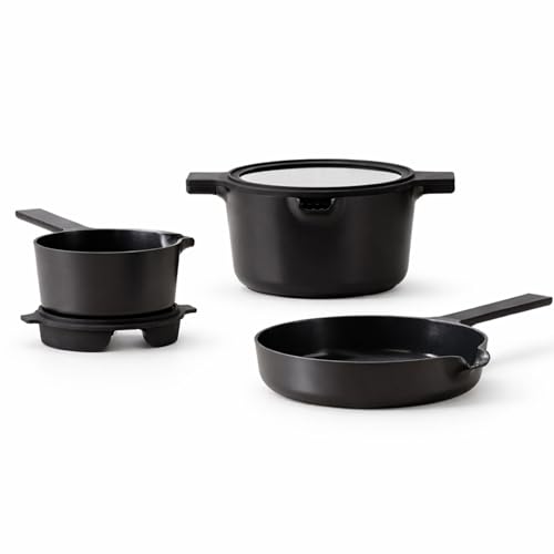 Alva Neat 5-Piece Nonstick Nesting Cookware Set, Lightweight Pots & Pans Set, Easy to Store, Induction + Oven Safe, Made Without PFAS, PTFE or PFOA, Non Stick Cookware Set for Small Kitchens and RVs