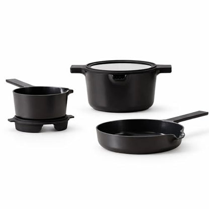 Alva Neat 5-Piece Nonstick Nesting Cookware Set, Lightweight Pots & Pans Set, Easy to Store, Induction + Oven Safe, Made Without PFAS, PTFE or PFOA, Non Stick Cookware Set for Small Kitchens and RVs