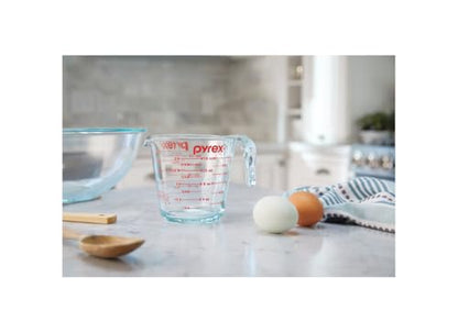 Pyrex Prepware 6001075 Measuring Cup, Red Graphics, Clear