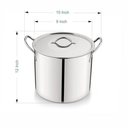 8-Qt Stainless Steel Stock Pot with Metal Lid, Ultra Durable, Stay-Cool Handles, Hand Wash Only