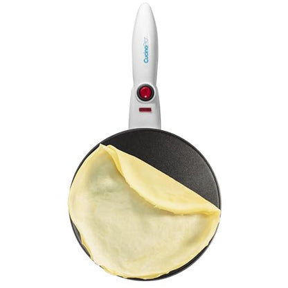 CucinaPro Cordless Crepe Maker- Breakfast Essential with Recipe Guide, Non-Stick Dipping Plate, Electric Base, Batter Spatula- Portable Hot Plate Compact Baker, Morning Brunch, Dessert Gift for Her