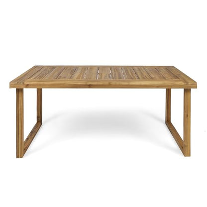 Christopher Knight Home Terry Acacia Wood Patio Dining Set for 6, Solid Wood Outdoor Dining Table Set for 6, 7 Piece Outdoor Dining Set with Rectangular Table and Woven Rope Accents, Teak+Beige+Grey