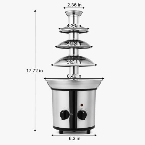 4-Tier Chocolate Fountain Machine, 60.86 oz Stainless Steel Fondue