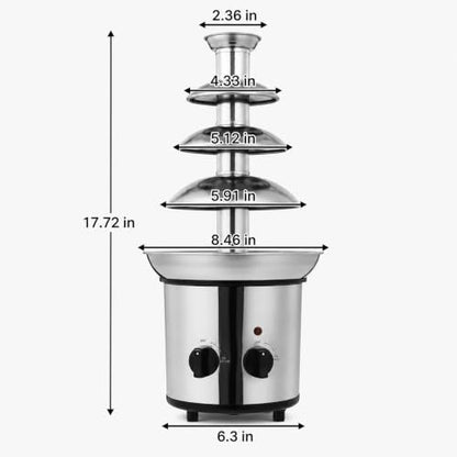 4-Tier Chocolate Fountain Machine, 60.86 oz Stainless Steel Fondue