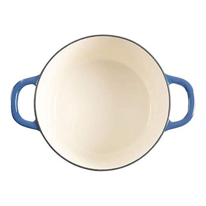 Crock-Pot Artisan 7-Quart Round Enameled Cast Iron Dutch Oven – Sapphire Blue, Durable Heavy-Duty Cookware for Slow Cooking, Baking, Roasting with Lid