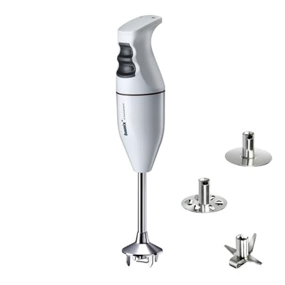 bamix® Classic Immersion Blender 150W – Swiss Made 2-Speed Hand Blender with 3 Blades (Multipurpose Blade, Beater & Whisk) for Soups, Smoothies, Purees & More – White