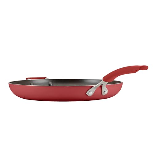 Rachael Ray Cook + Create Nonstick Frying Pan/Skillet with Helper Handle, 14 Inch - Red