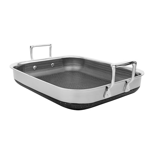 LIVWELL DiamondClad 12 X 14- Inch Hybrid Nonstick Roasting Pan with Rack | Stainless Steel, PFOA & PFAS-Free | Oven, Dishwasher & Metal Utensil Safe