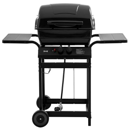 Feasto 2 Burner Propane Gas Grill with 26,500 BTUs Output, Porcelain-Enamel Main Body and Lid, Propane BBQ Grill with Warming Rack & Side Tables for Patio, Backyard, Poolside Gatherings