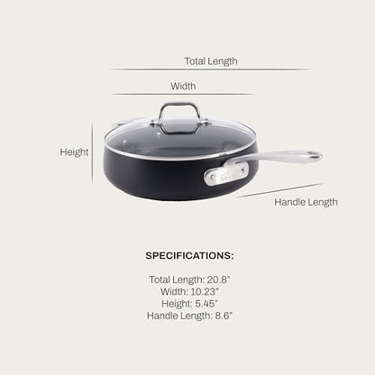 All-Clad HA1 Expert Hard Anodized Nonstick Sauté Pan with Lid (4 Qt, 12") Dishwasher-Friendly, Oven-Safe Up to 500°F & Compatible with All Stovetops (Gas, Electric & Induction) - Black