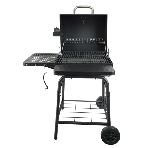 Grill Boss 23 Inch Charcoal Barrel Grill with Adjustable Grate, Large Cooking Area, Black