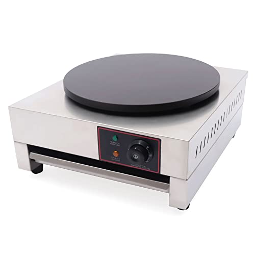 16” Electric Crepe Maker, 1700W Non-Stick Commercial Crepe Maker Machine with Wooden Crepe Spatula Flat Plate Pancake Griddle Pancake Maker