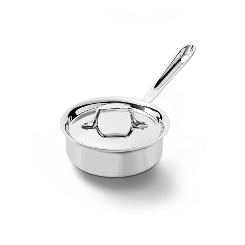 All-Clad D3® Stainless Steel 1 Quart Sauce Pan Covered- Made in the USA- The Original Bonded Professional Cookware- Oven Safe & Induction Compatible