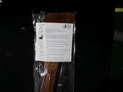 JIYIN 2 Pcs Wooden Cooking Utensils, 12.8 Inches Flat Non Stick Long Handled Frying Kitchen Spatula Turners for Pan and Wok