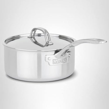 Viking PureGlide Pro 3-Ply Nonstick Sauce Pan, Made without PFAS, 3-Quart Induction Cooking Pot with Lid, Metal Utensil Safe Titanium Nonstick Surface, Oven Safe to 600F
