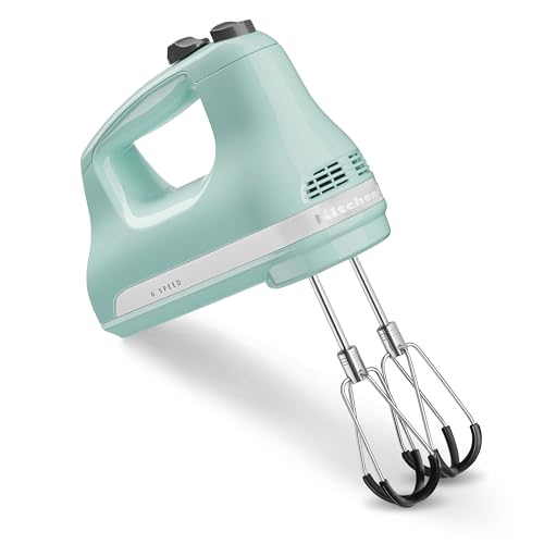 KitchenAid 6 Speed Hand Mixer w/Flex Edge Beaters, KHM6118, Ice Blue