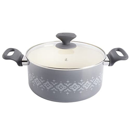 Spice by Tia Mowry Savory Saffron 16-Piece Healthy Nonstick Ceramic Cookware Set - Grey