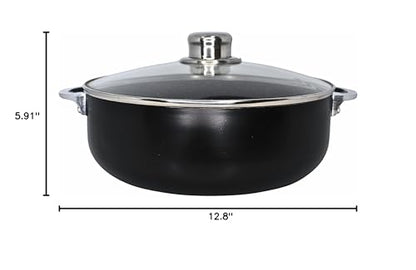 IMUSA 4.4Qt Bistro Ceramic Nonstick Caldero/Dutch Oven with Glass Lid, Black