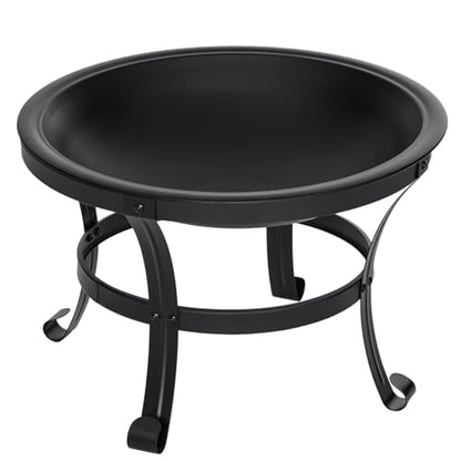 SINGLYFIRE 22 inch Fire Pit for Outside Outdoor Wood Burning Small Bonfire Pit Steel Firepit Bowl for Patio Camping Backyard Deck Picnic Porch,with Spark Screen,Log Grate,Poker
