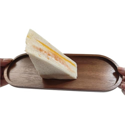 Oval Wood Serving Trays Set, Large Natural Wooden Serving Platters, Charcuterie Plates Board Snack Dessert Appetizer Serving Tray for Bread Cheese, Food Fruit Dishes, Kitchen Home Decor (2 Pack)