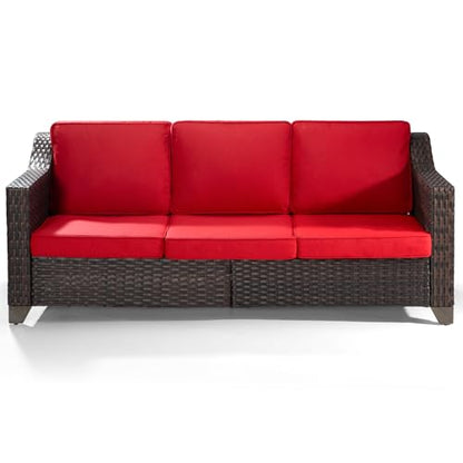 MeetLeisure Luxury 3 Seater Outdoor Patio Couch with Handwoven PE Wicker